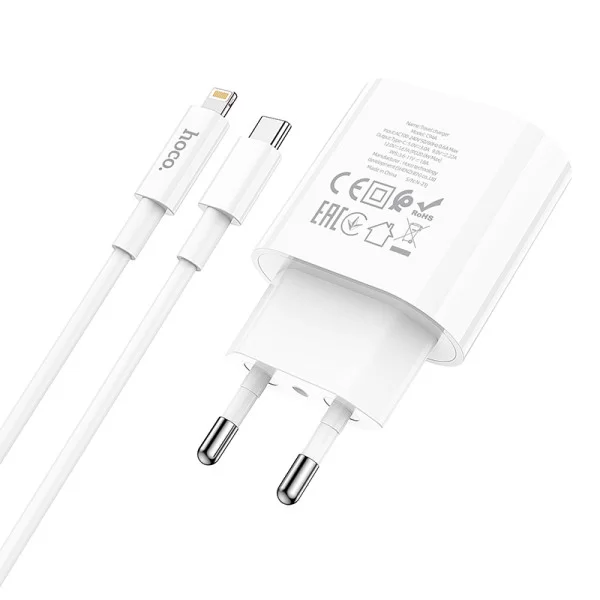 Incarcator de retea Hoco C94A Metro (PD20W) + Cablu Type-C to Lightning  [White]